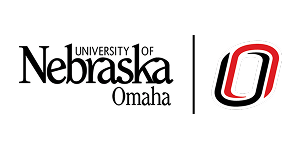 The University of Nebraska Omaha logo: “The University of Nebraska Omaha” in black plain text with a pair of red and black O, linking together like chains