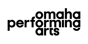Omaha performing arts logo: Black rounded text .