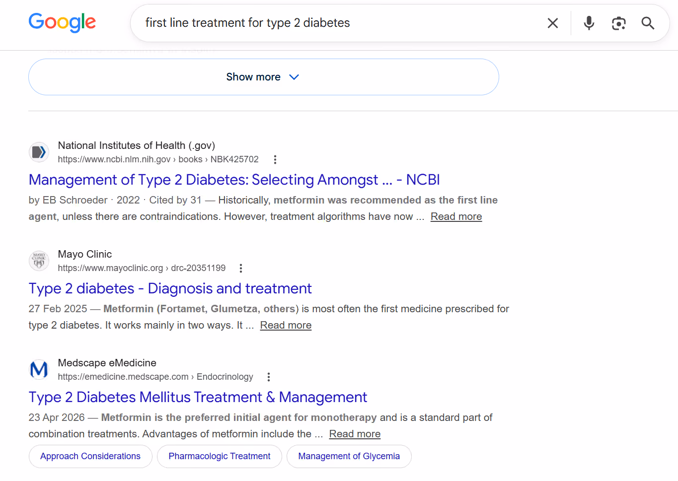 google search result for a search query