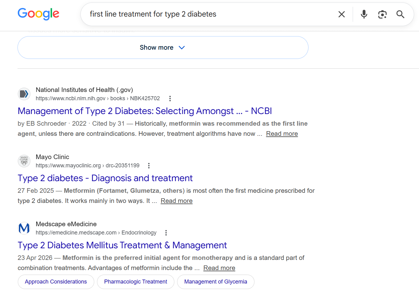 google search result for a search query
