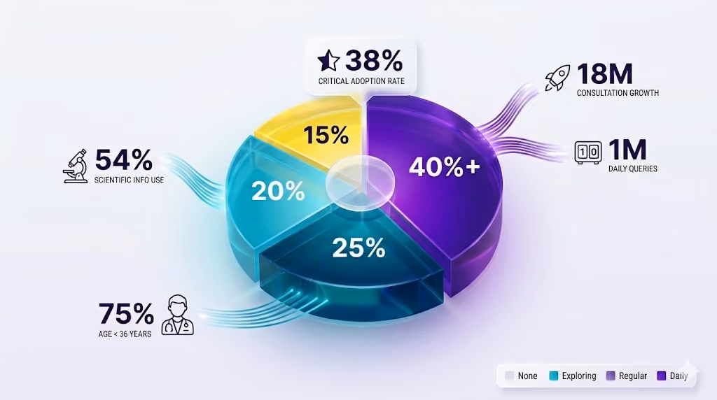 pie chart depicting numbers of ai adopters amongst doctors