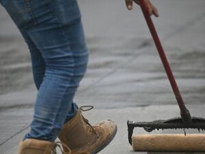 Concrete sealing project in residential driveway