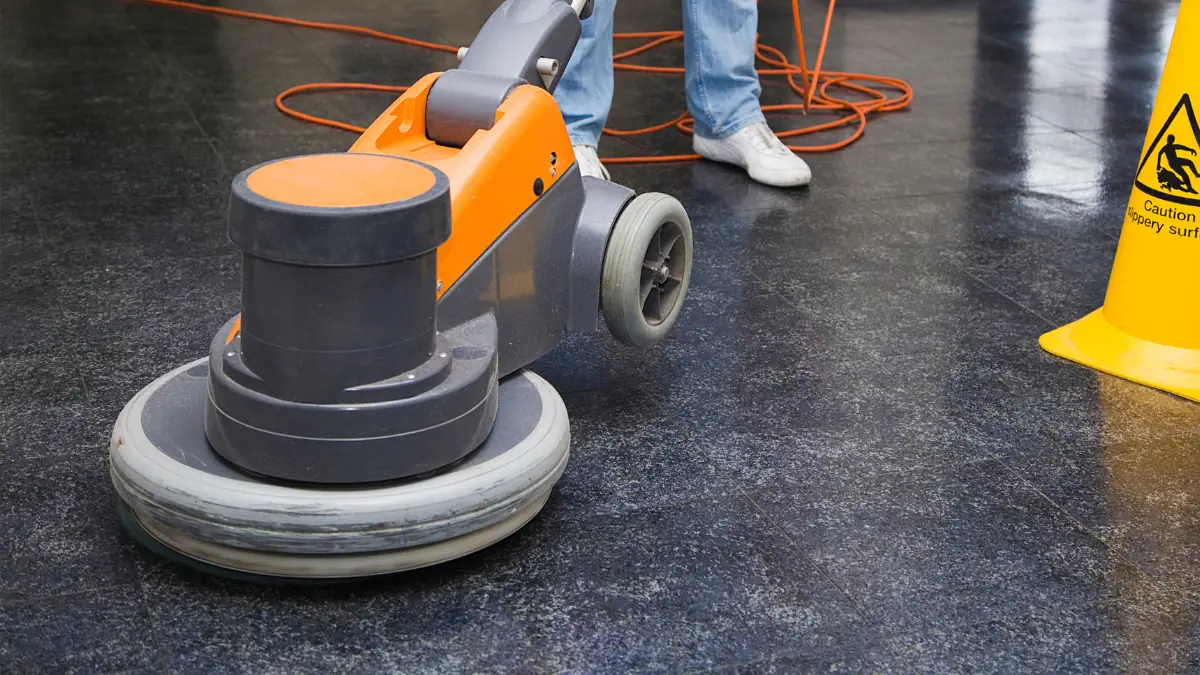 Polished concrete floor in Oxnard CA home with high-gloss finish