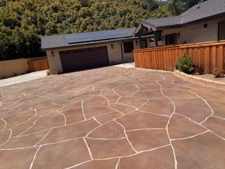 Flagstone-pattern driveway overlay in Newbury Park