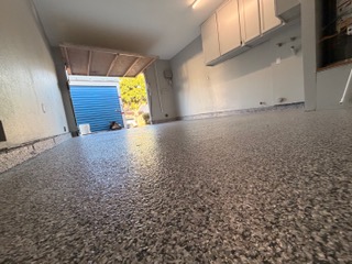 Garage epoxy flake floor in Moorpark