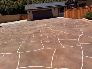 Decorative concrete driveway overlay in Newbury Park