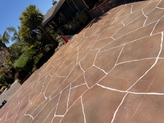 Stained flagstone concrete overlay in Santa Barbara