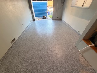Flake epoxy garage floor in Ventura