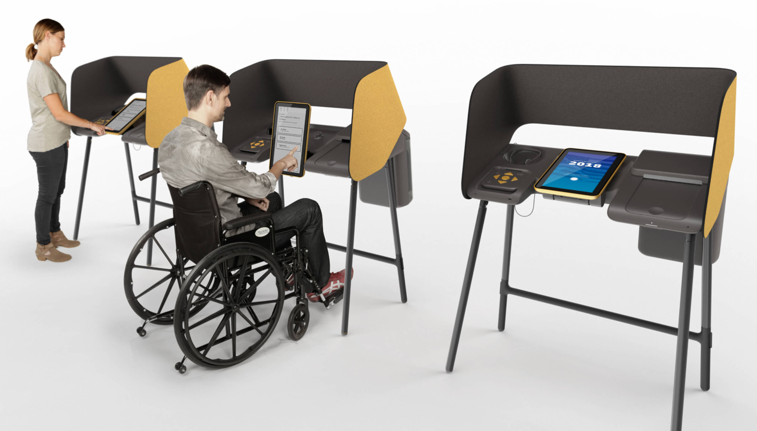 Man in a wheelchair voting