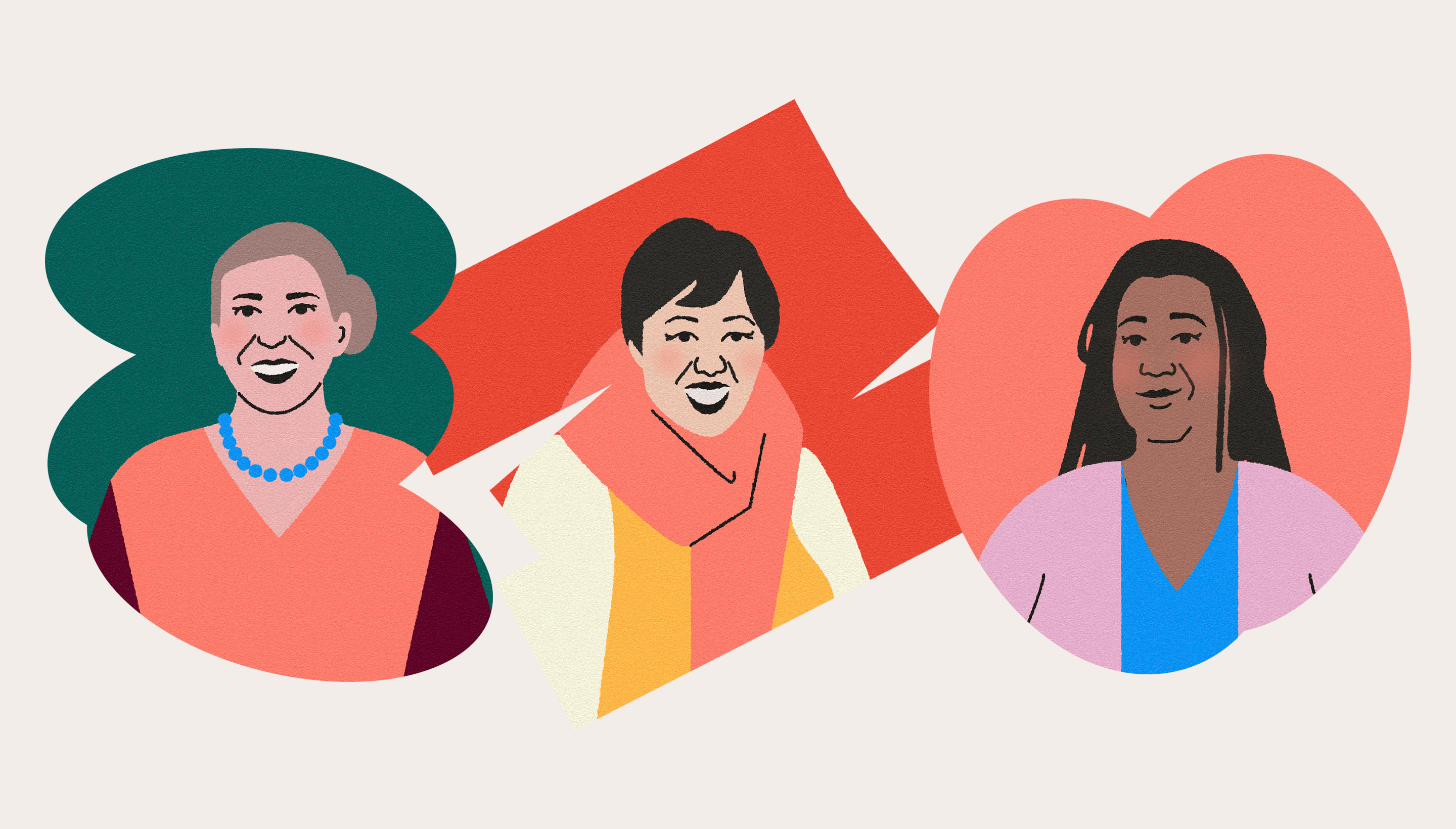 Stylized illustrations of the different kinds of women served by QVC