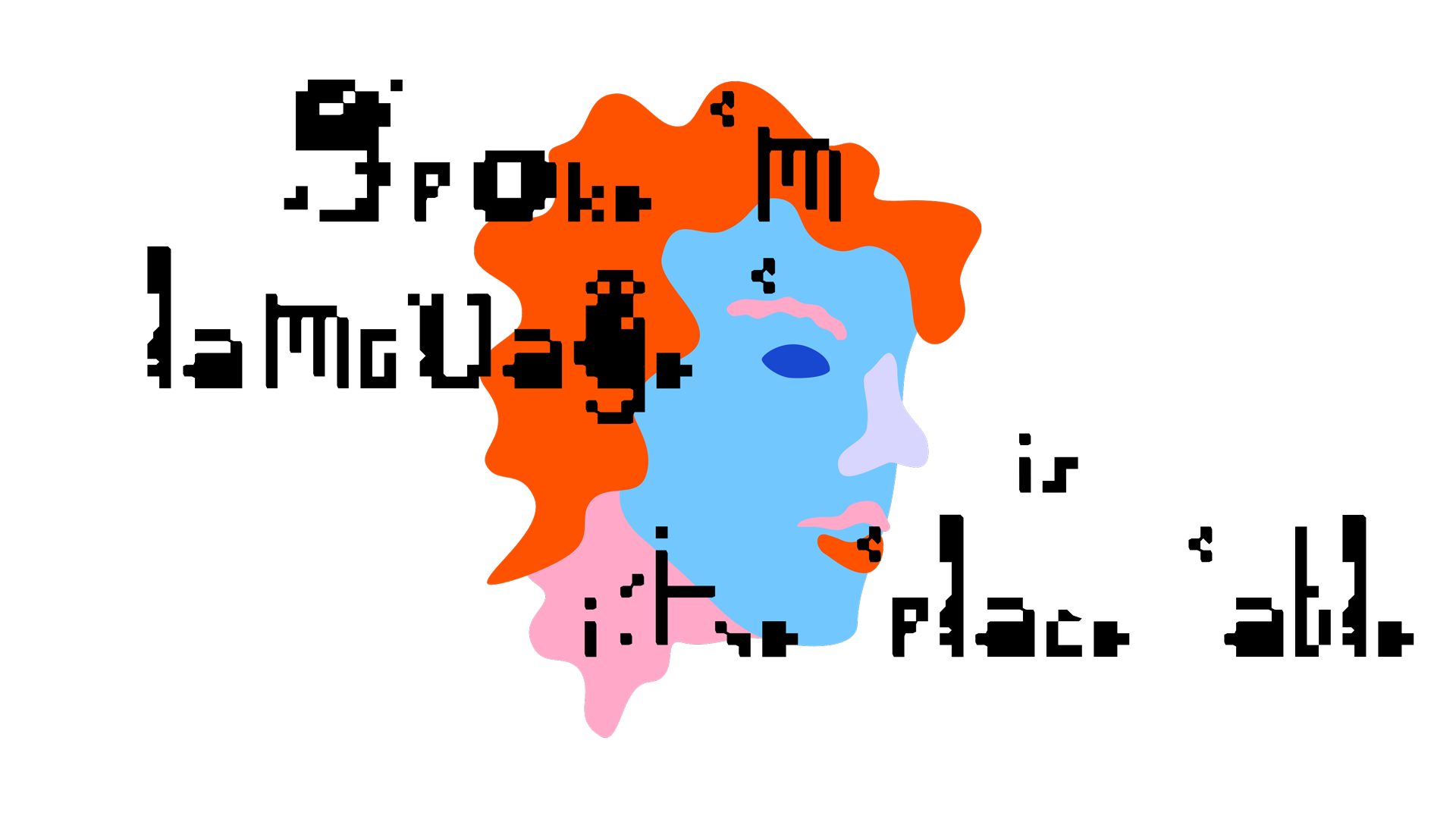 A stylized side profile of a face with bright orange hair and blue, pink, and purple facial details, against a black background. The colors are vibrant, and the style is modern and minimal.