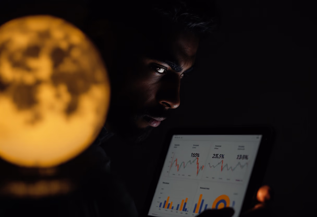 image of a person analyzing data charts (for a social media and communication)