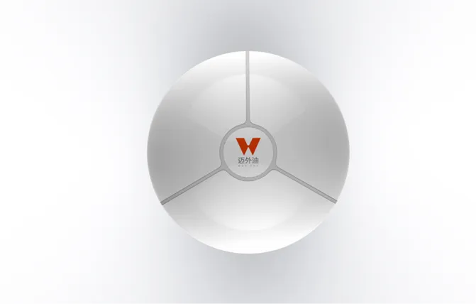 White circular MyWiFi indoor router with orange logo, viewed from the front