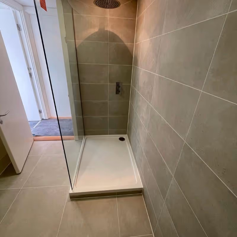 Grey tiled shower