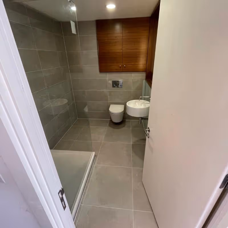 Grey tiled bathroom
