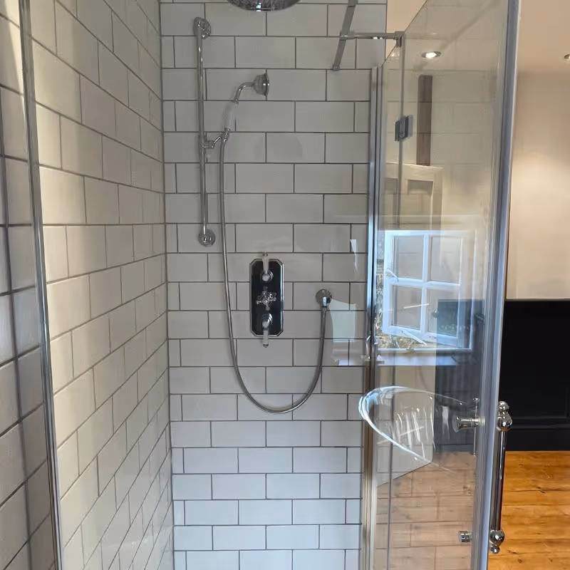 White tiled shower