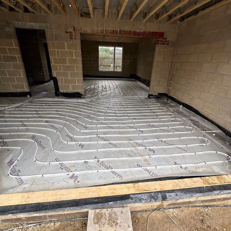 Underfloor heating being installed