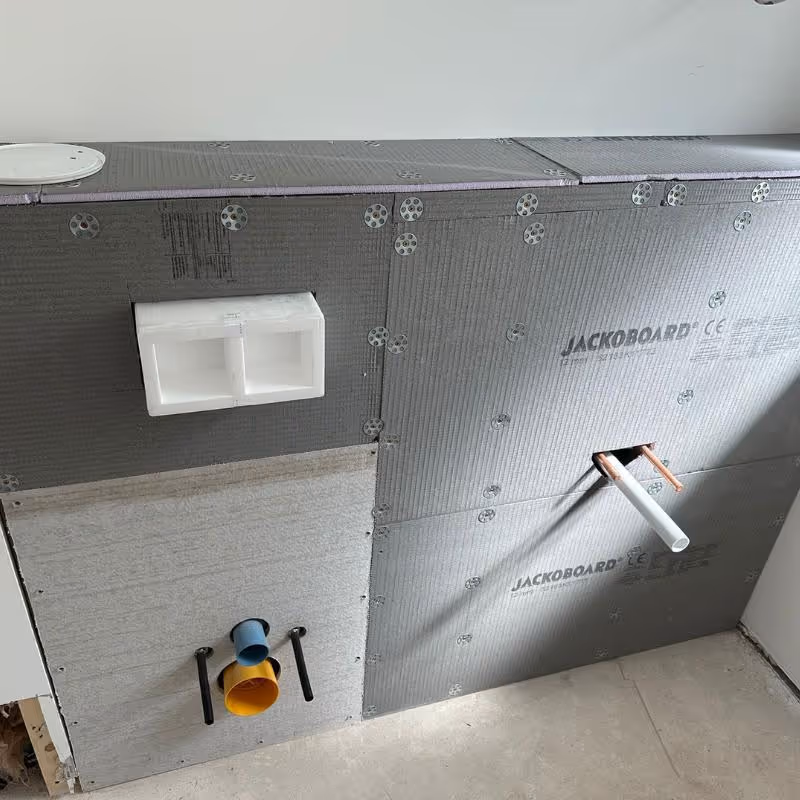 Bathroom during installation