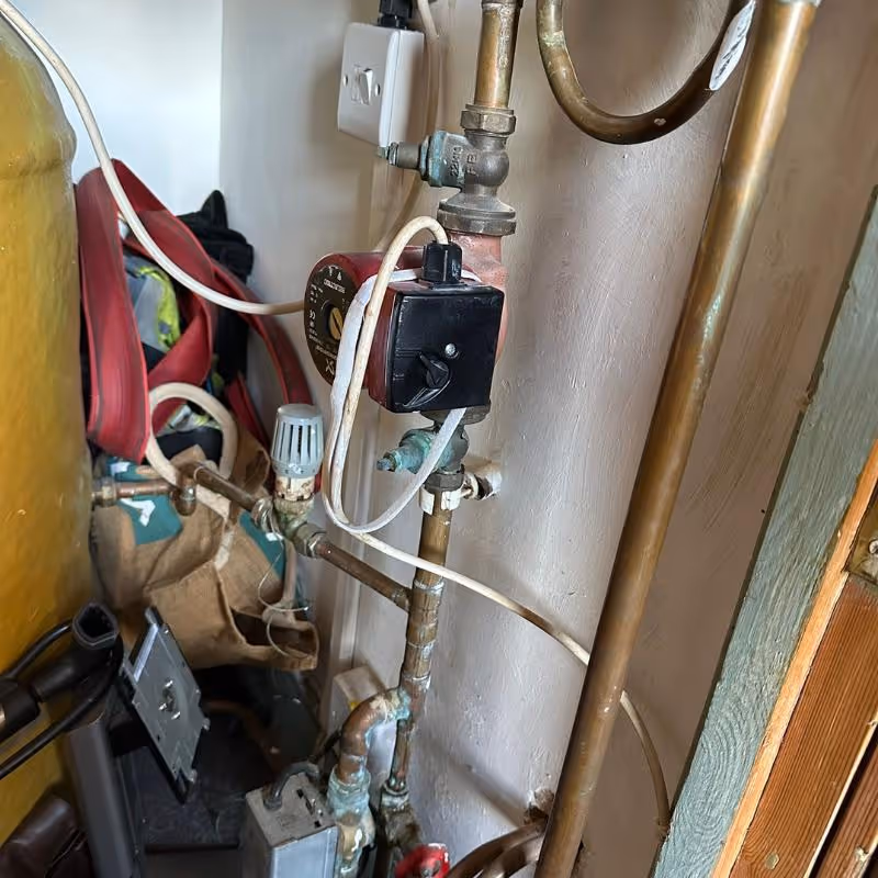Pipes going into a boiler