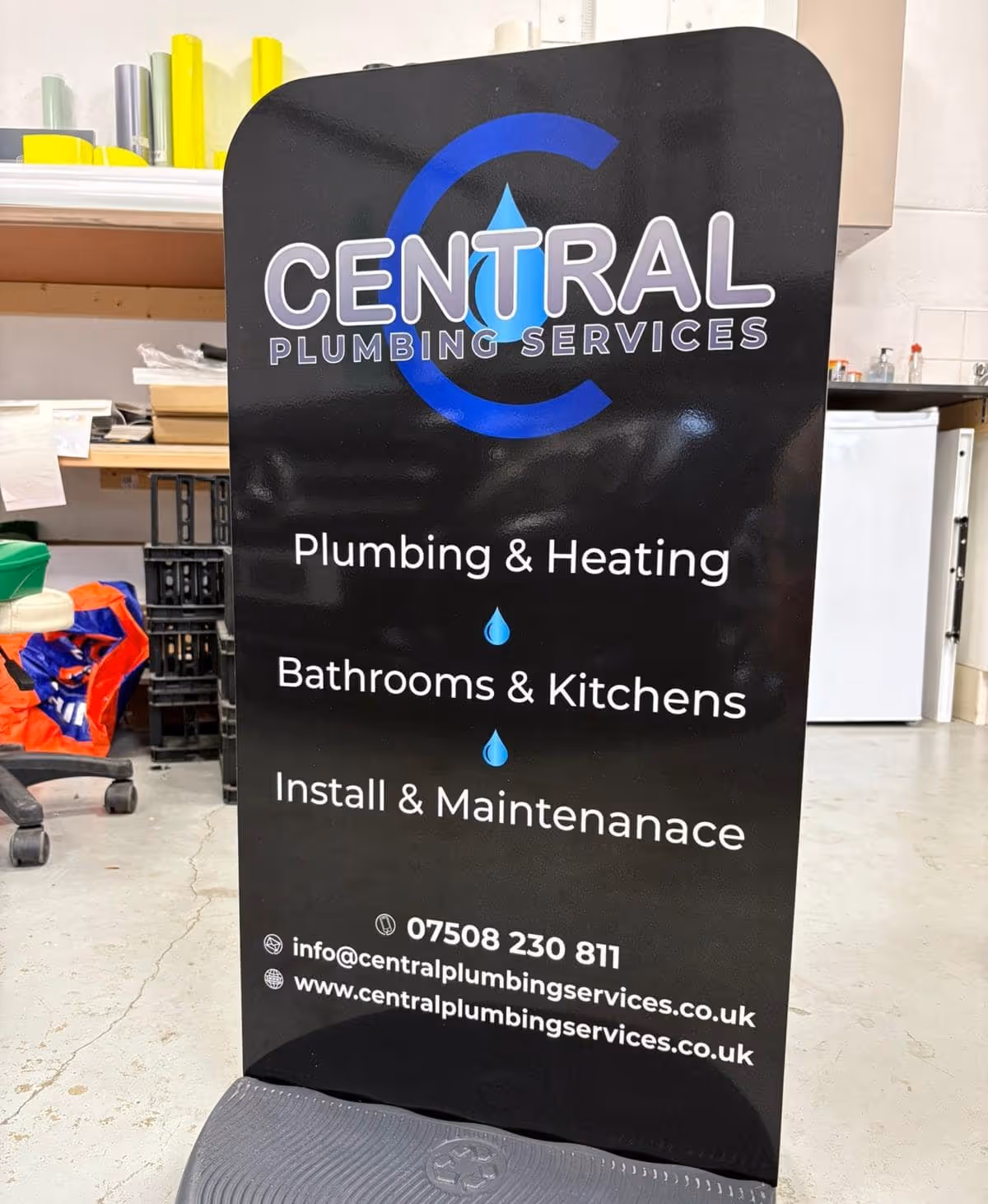 Central plumbing services sign