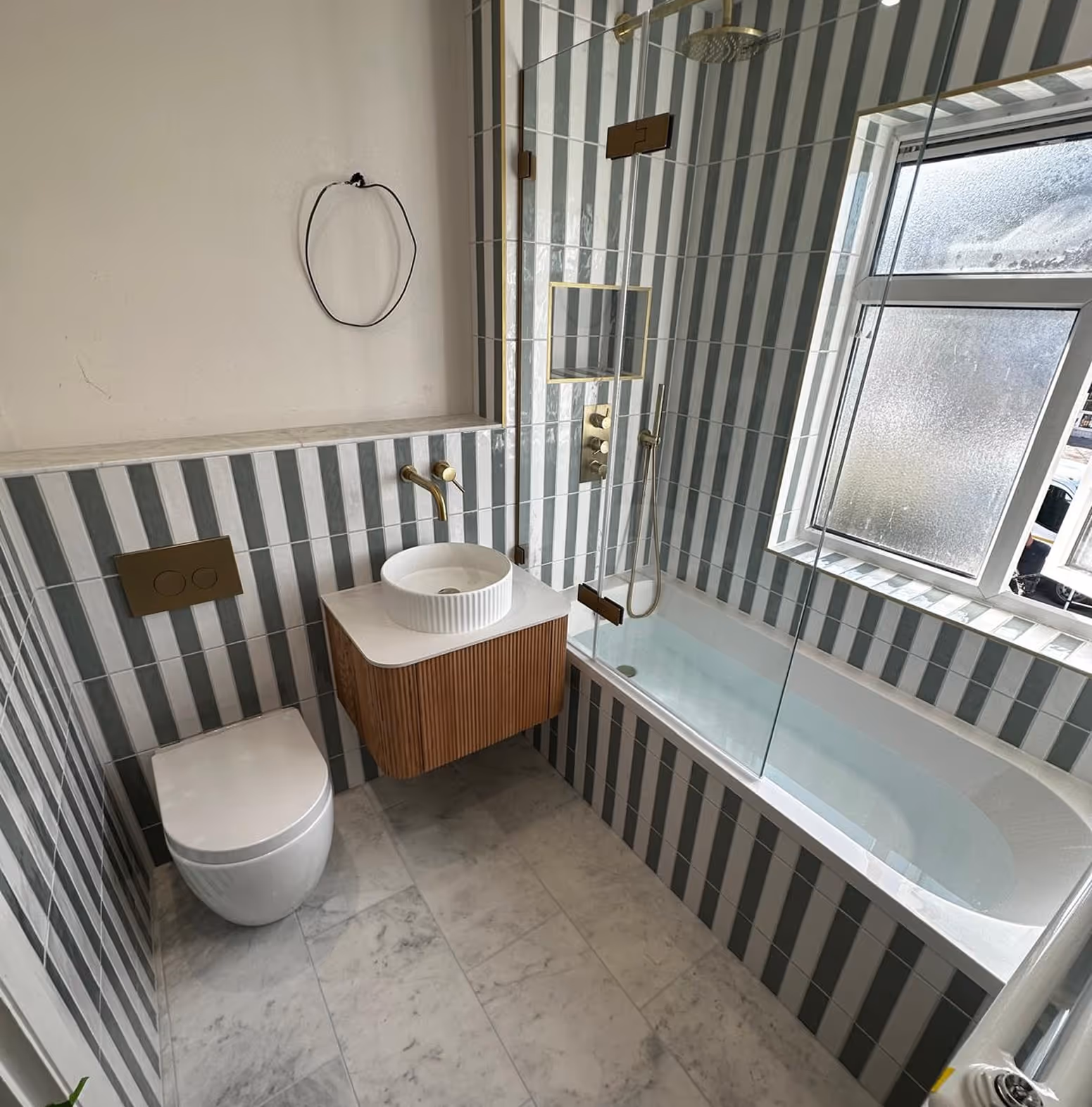Striped bathroom