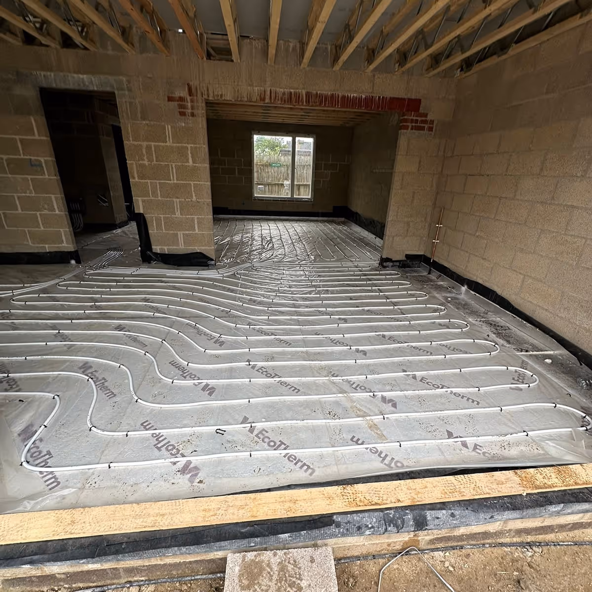 Underfloor heating being installed