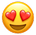 Yellow smiling face emoji with heart-shaped eyes expressing love or admiration.