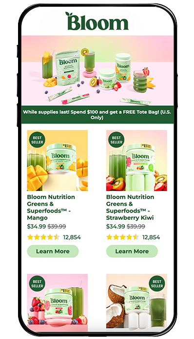Bloom nutrition ecommerce ad