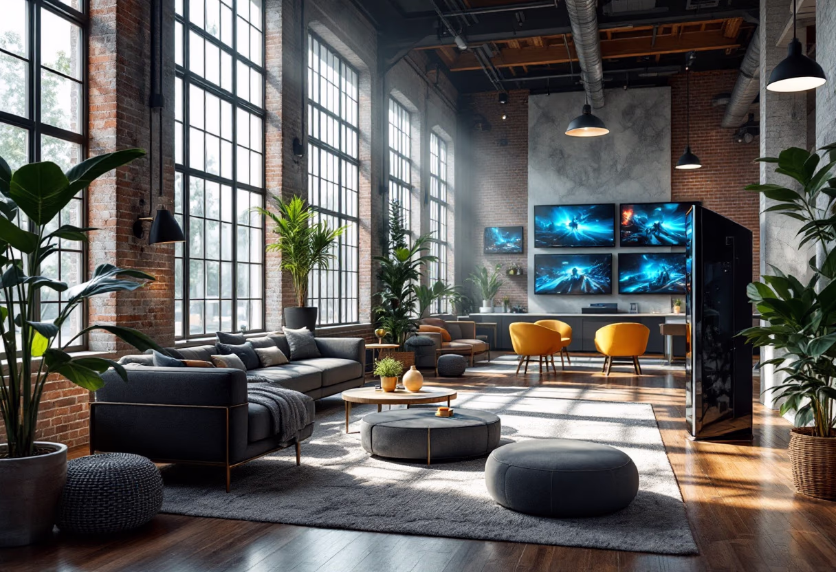 image of a lively gaming area (for a gaming and entertainment)