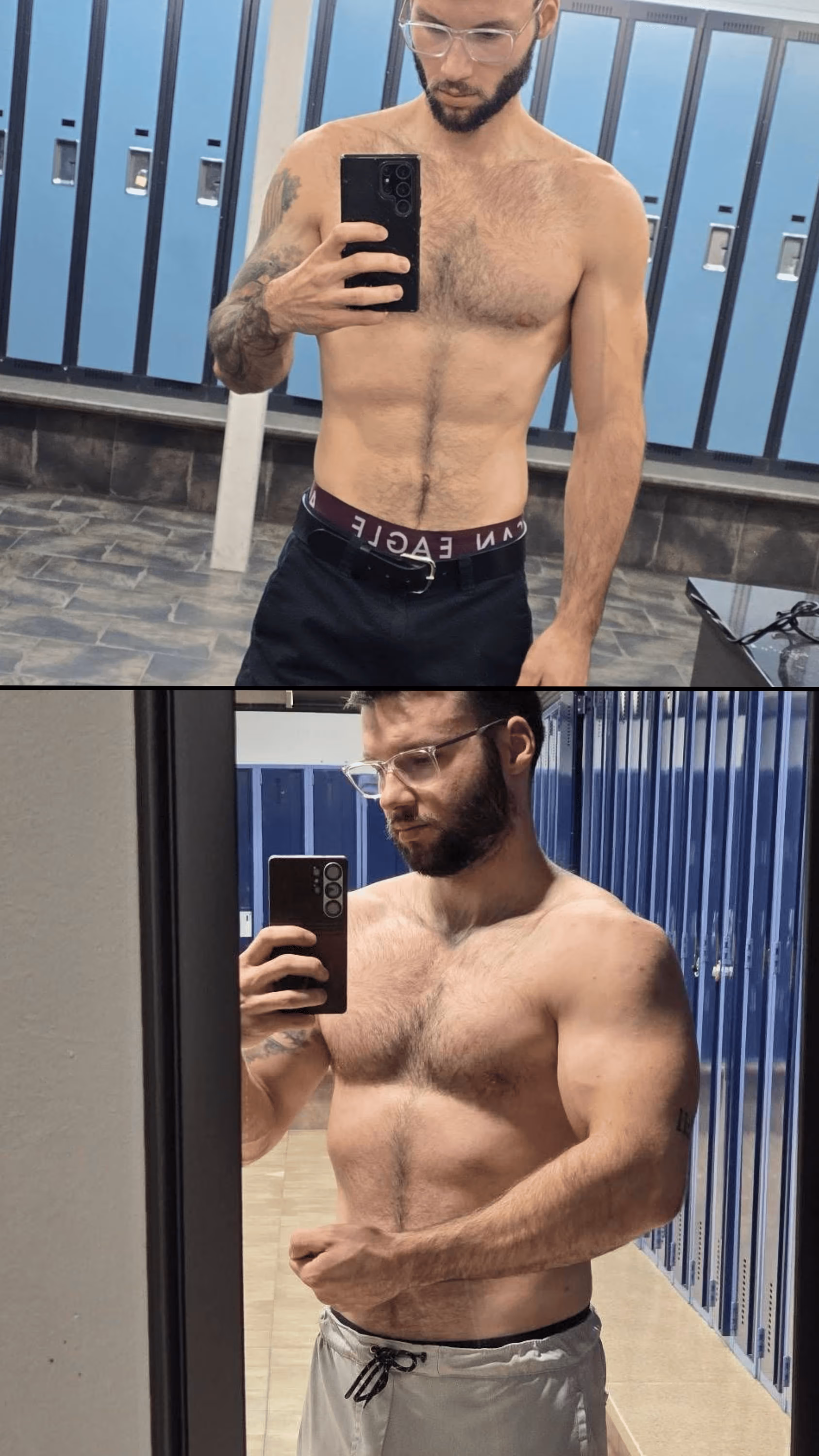 Avant : femme en surpoid qui a commencé a s'entrainer. Apres : La même femme qui s'entraine depuis un moment et qui a changé d'apparence physique.