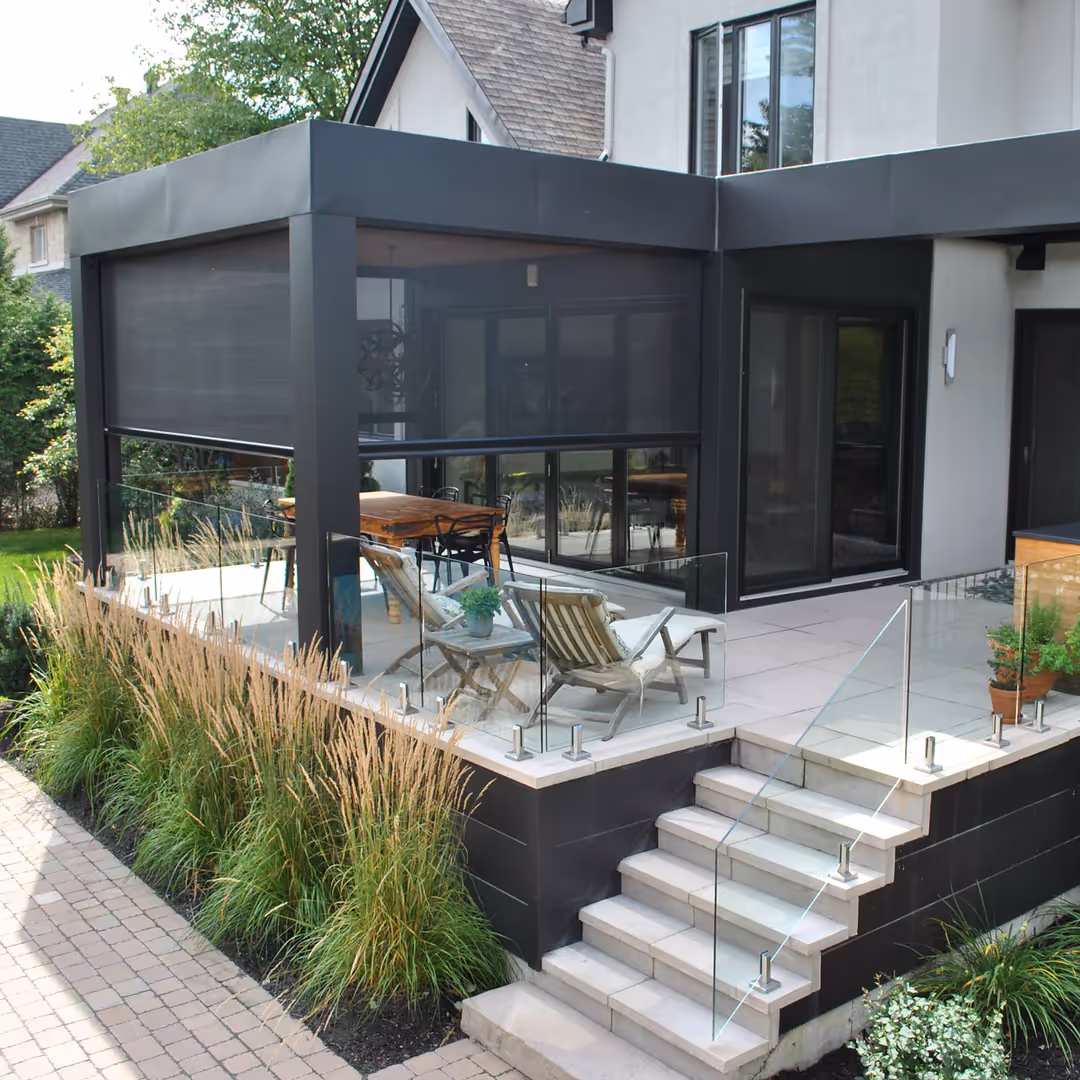 motorized shades on patio in florida