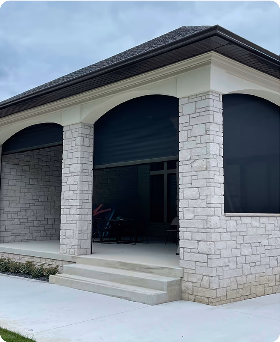 front of home with screen