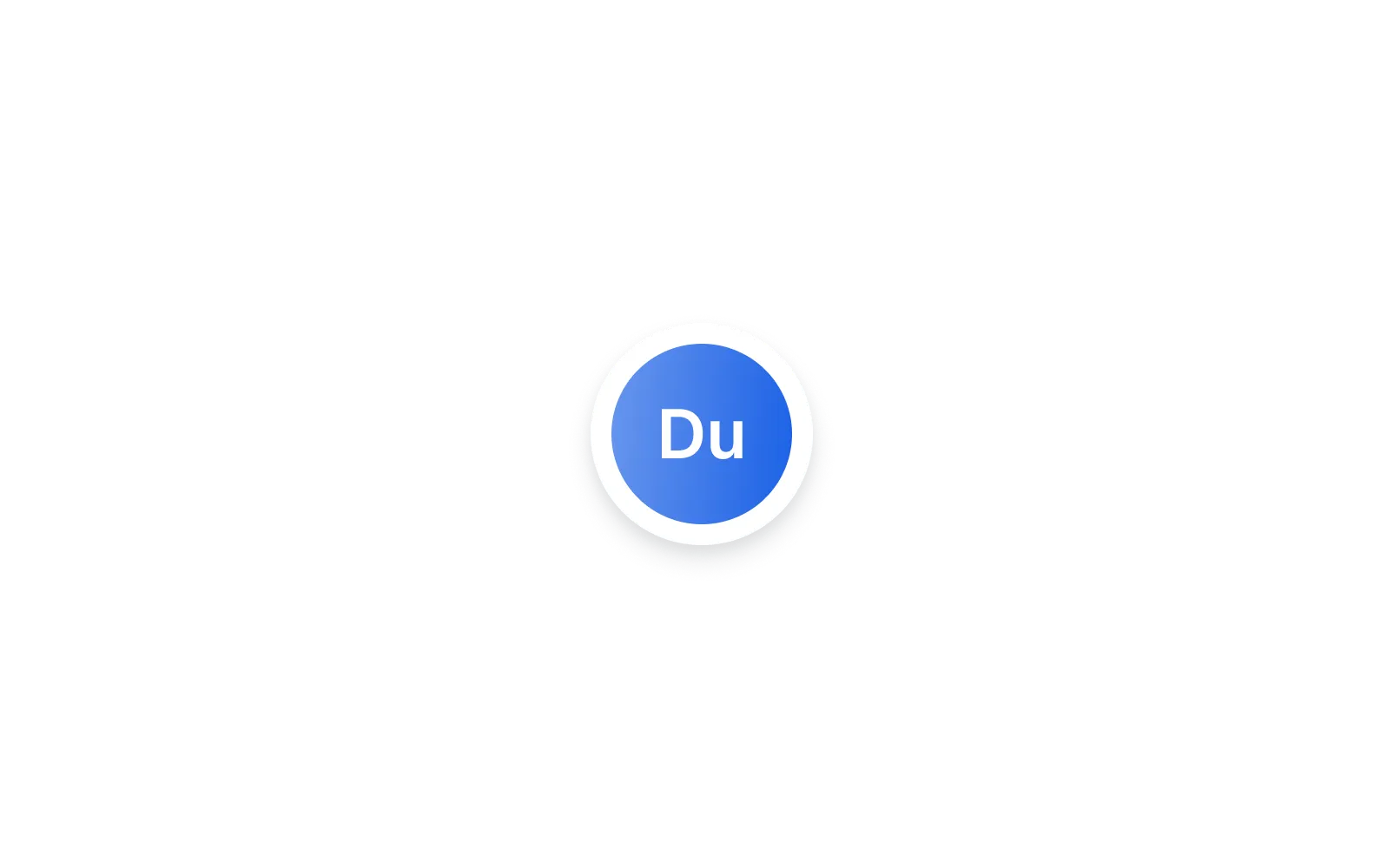 Blue circular button with white border and the letters 'Du' centered inside.