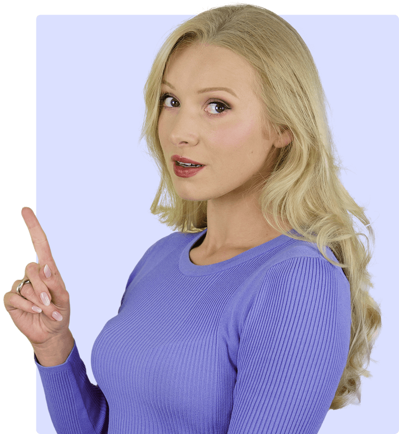 english with lucy, image of lucy pointing