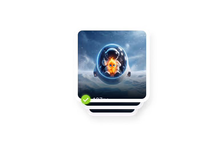 Cute orange flame character giving thumbs up inside a futuristic spaceship cockpit floating over a cloudy landscape.