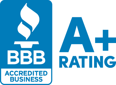 Better Business Bureau (BBB) Accredited Business emblem with A+ rating.