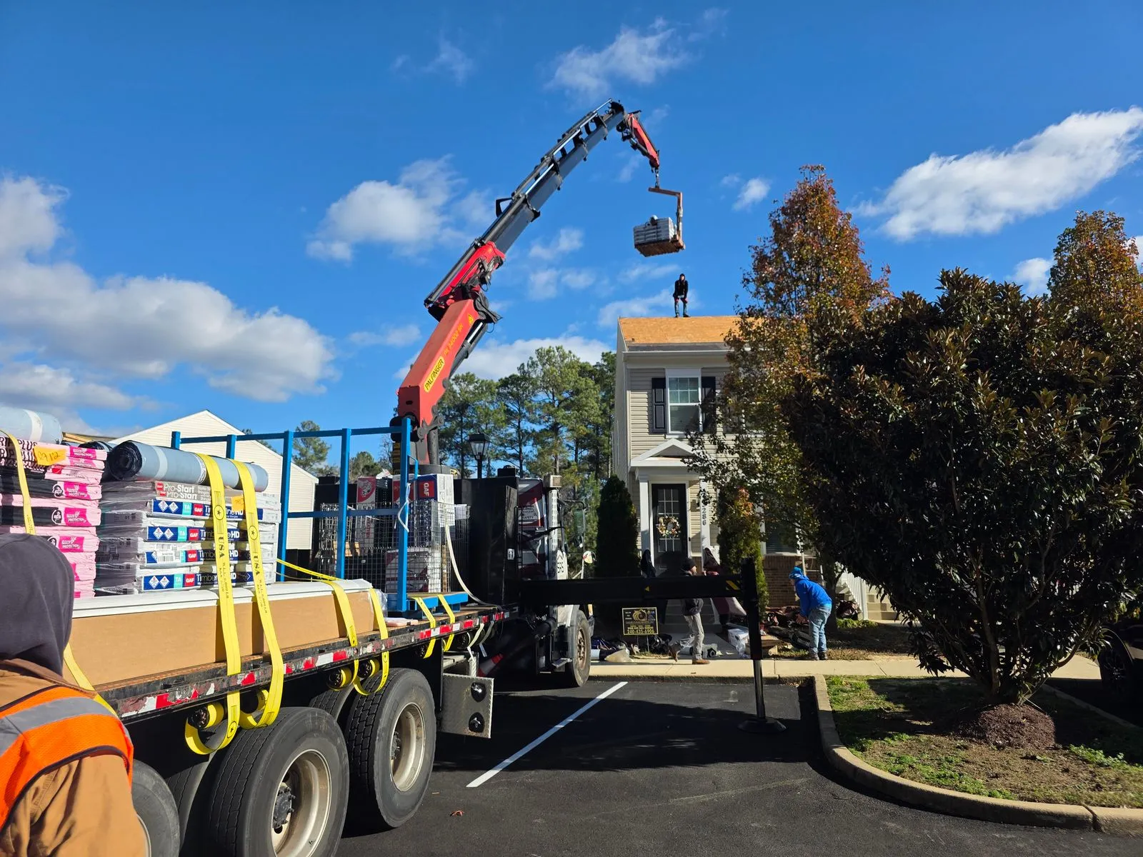 Roof repair in progress