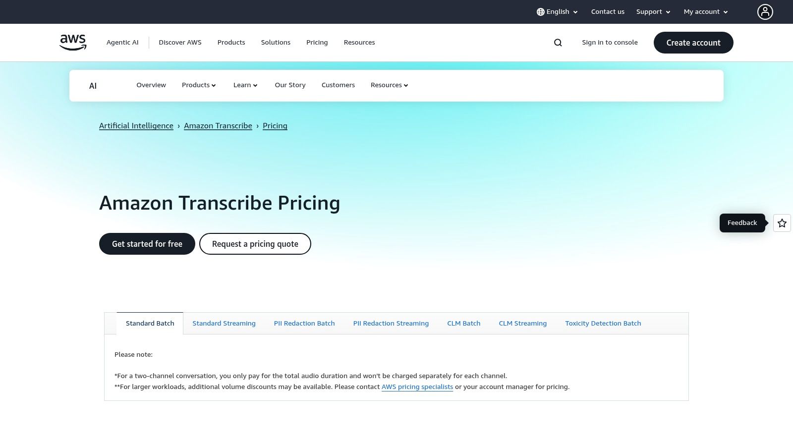 AWS Amazon Transcribe