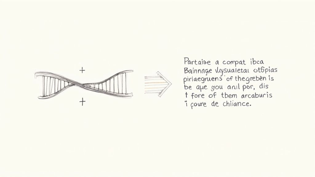 An abstract image representing the concepts of transcription and translation, with symbols for language and audio waves.