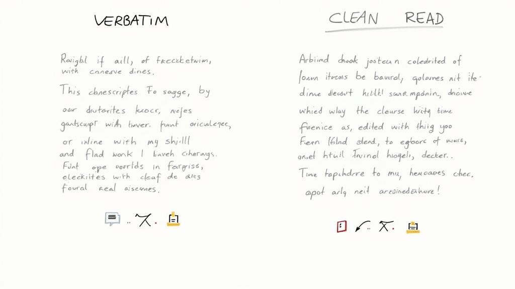 A person exporting a final transcript from a laptop.