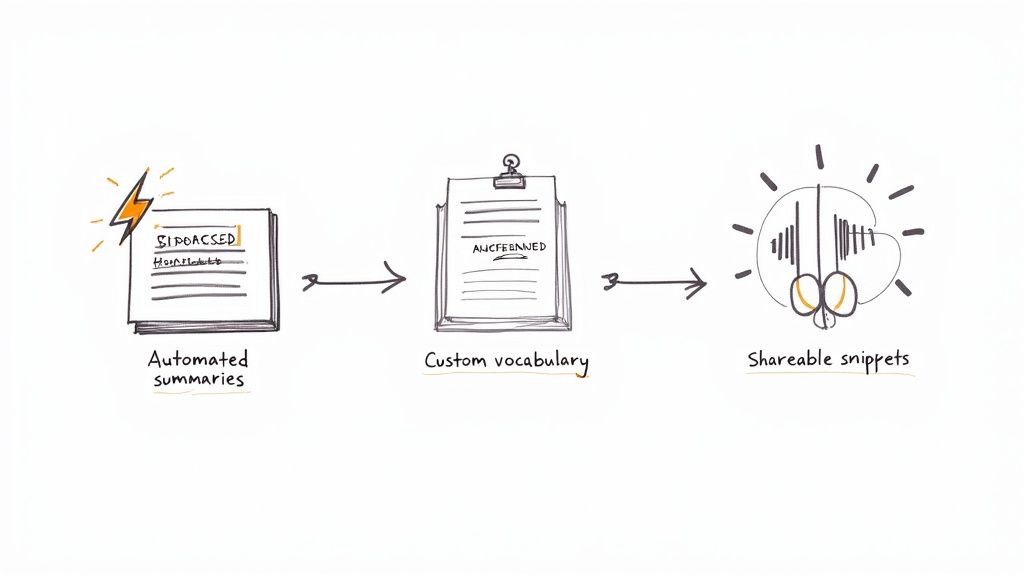 A person using advanced features on a tablet, illustrating the power of HypeScribe's professional tools.