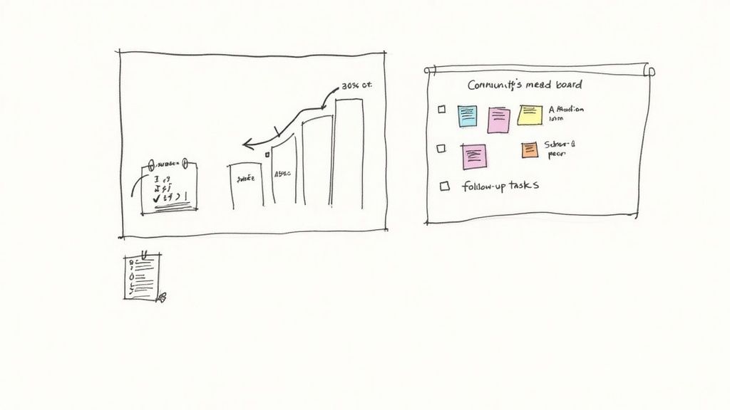 Team reviewing action item list