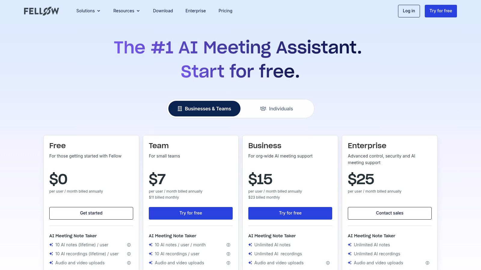 Fellow Pricing Plans