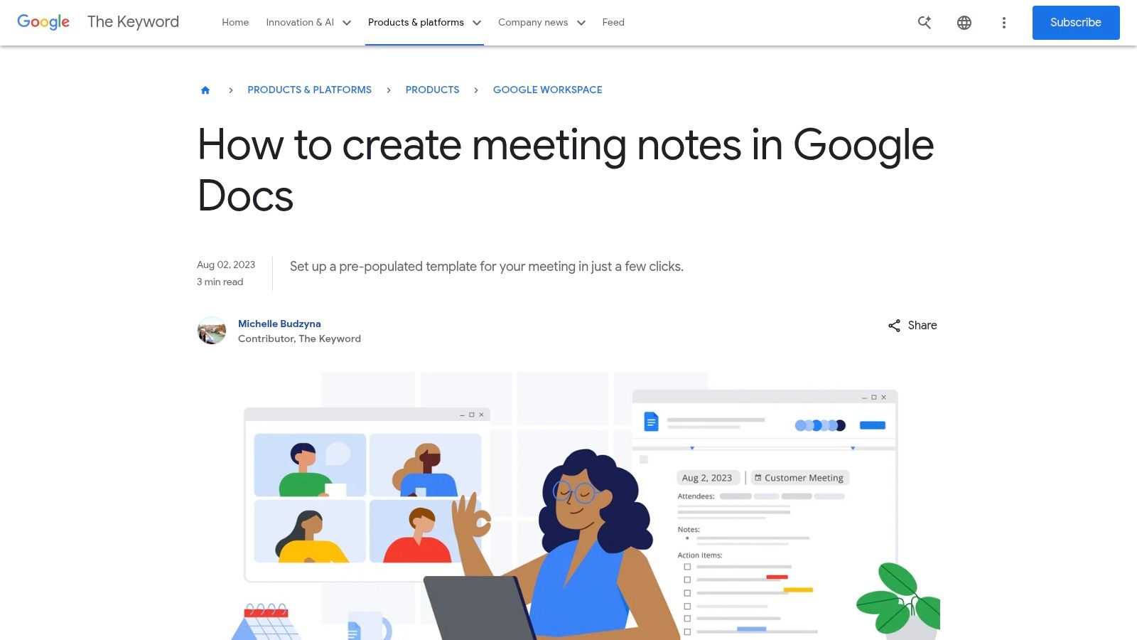 Google Docs “Meeting notes” building block