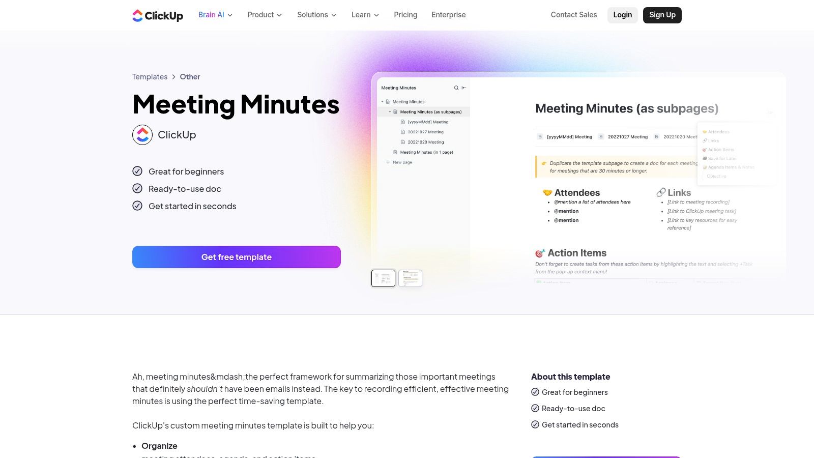 ClickUp Templates (Meeting Minutes)