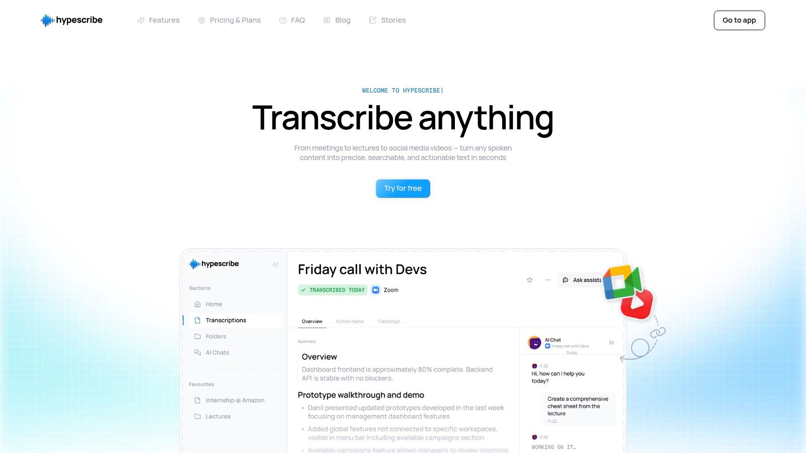 HypeScribe AI transcription tool for remote work productivity