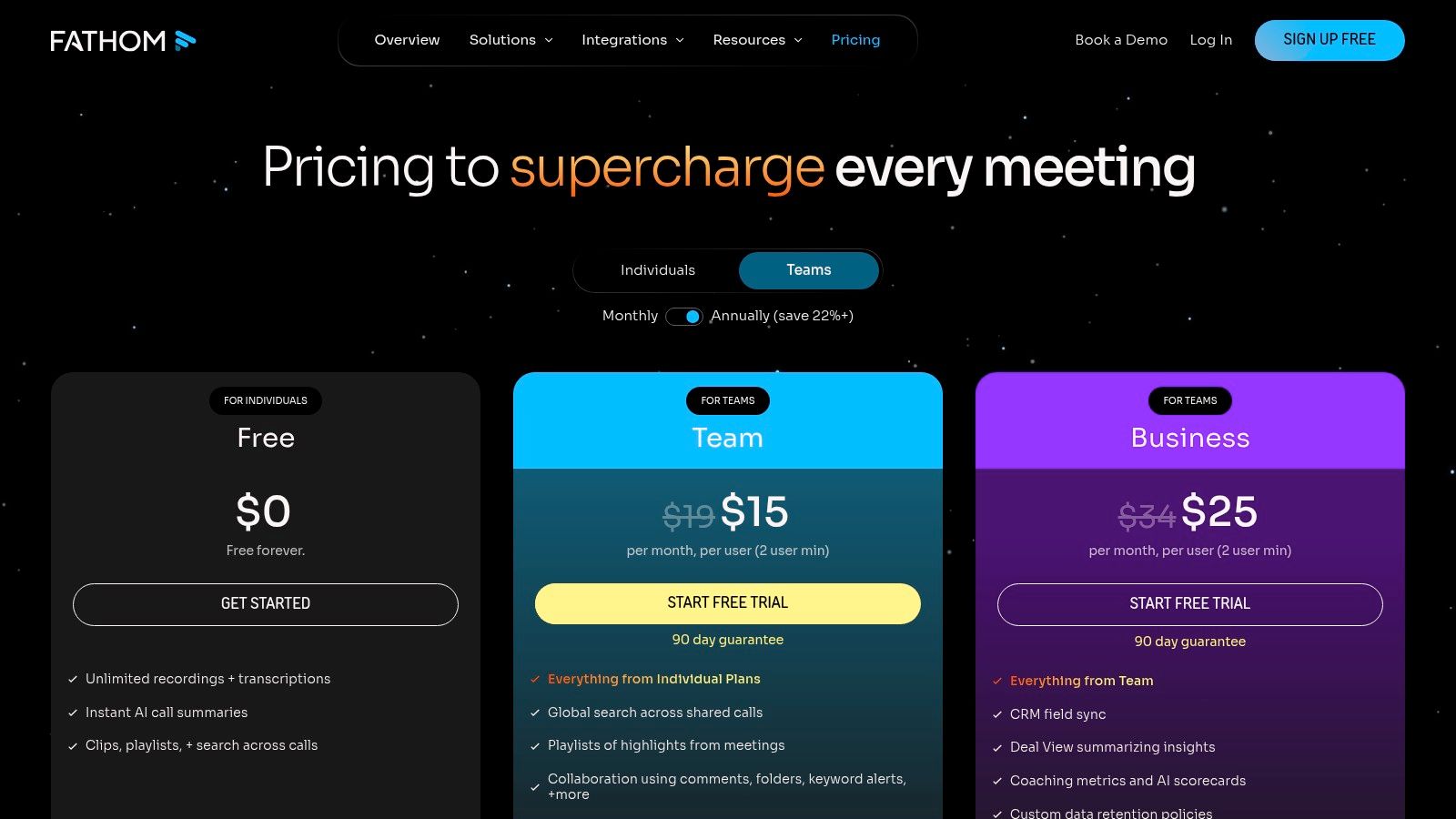 Fathom pricing and plans