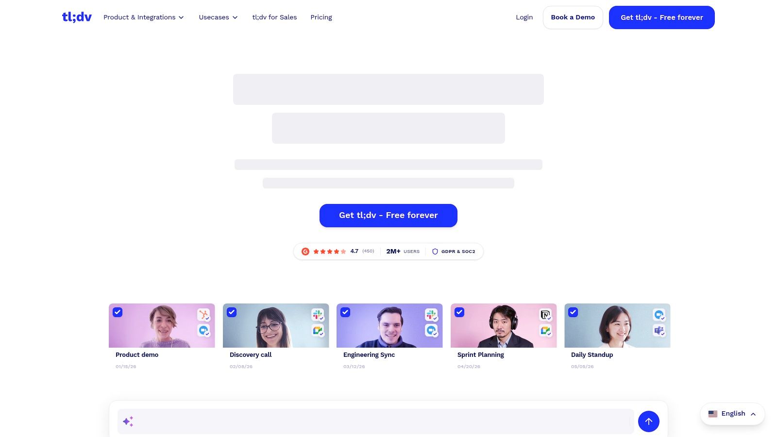 tl;dv product homepage