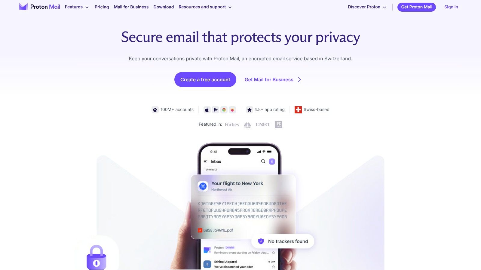 Screenshot from https://proton.me/mail