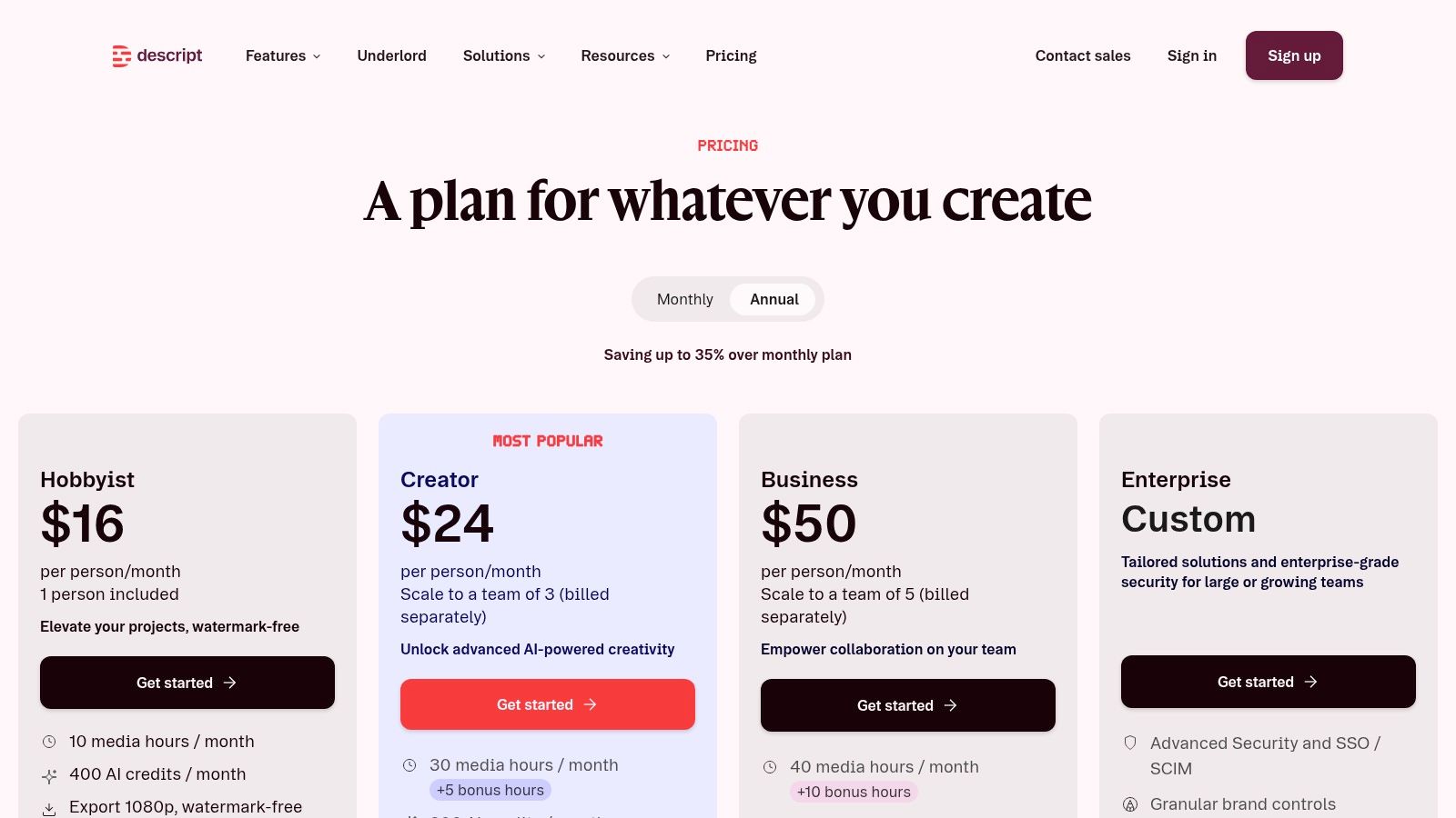 Descript (Free plan)